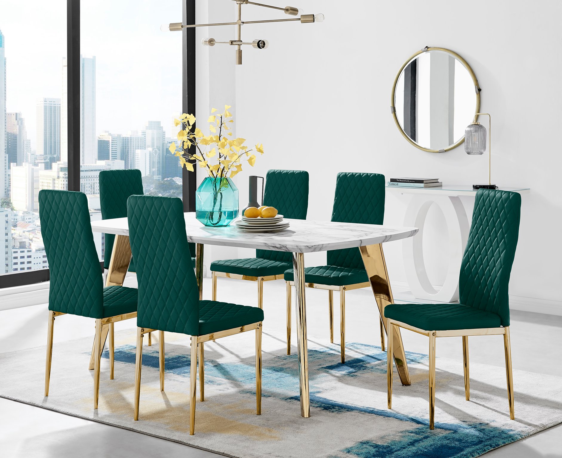 Marble effect dining table and deals chairs