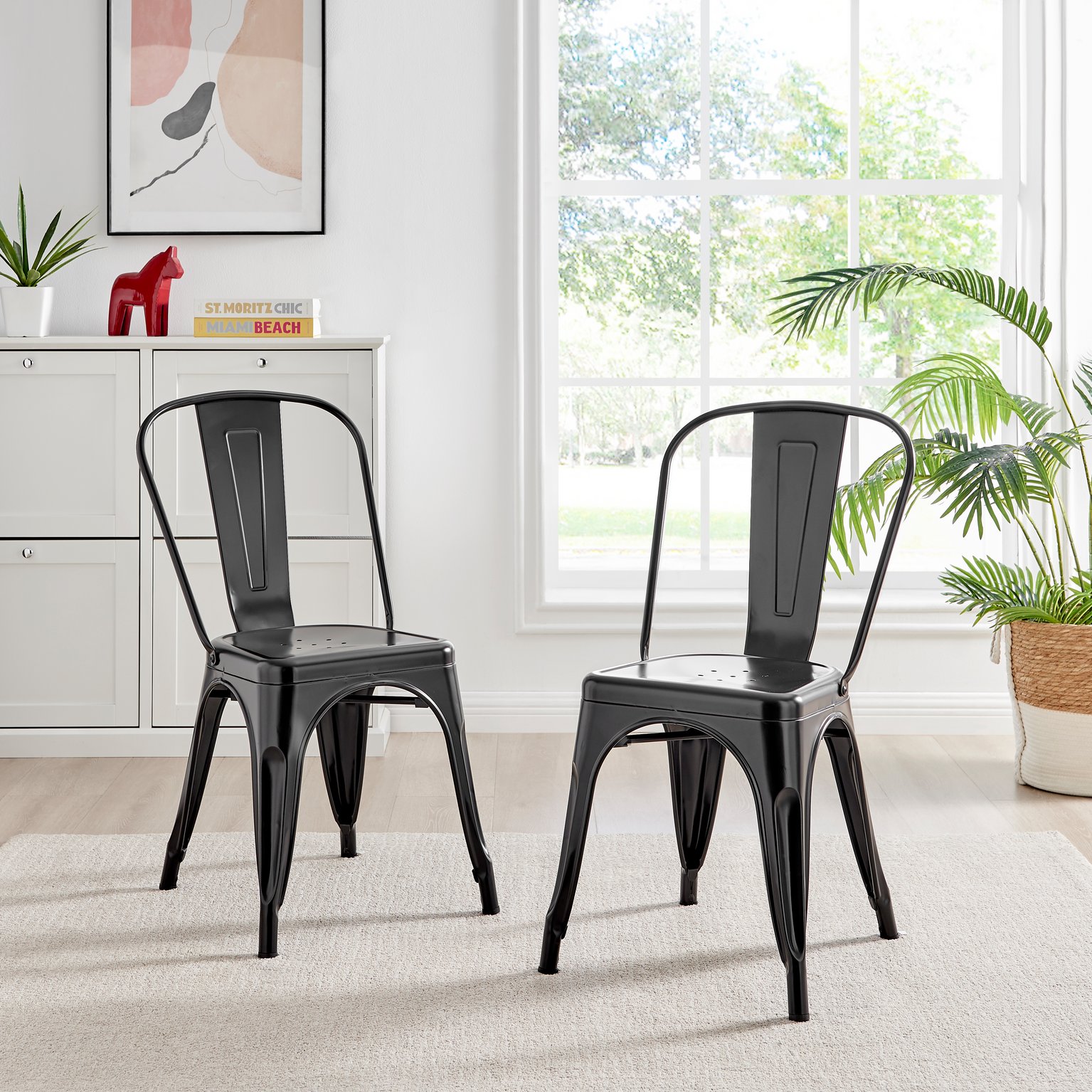 Colton Tolix Style Industrial Metal Dining Chair Set of 2 Modern