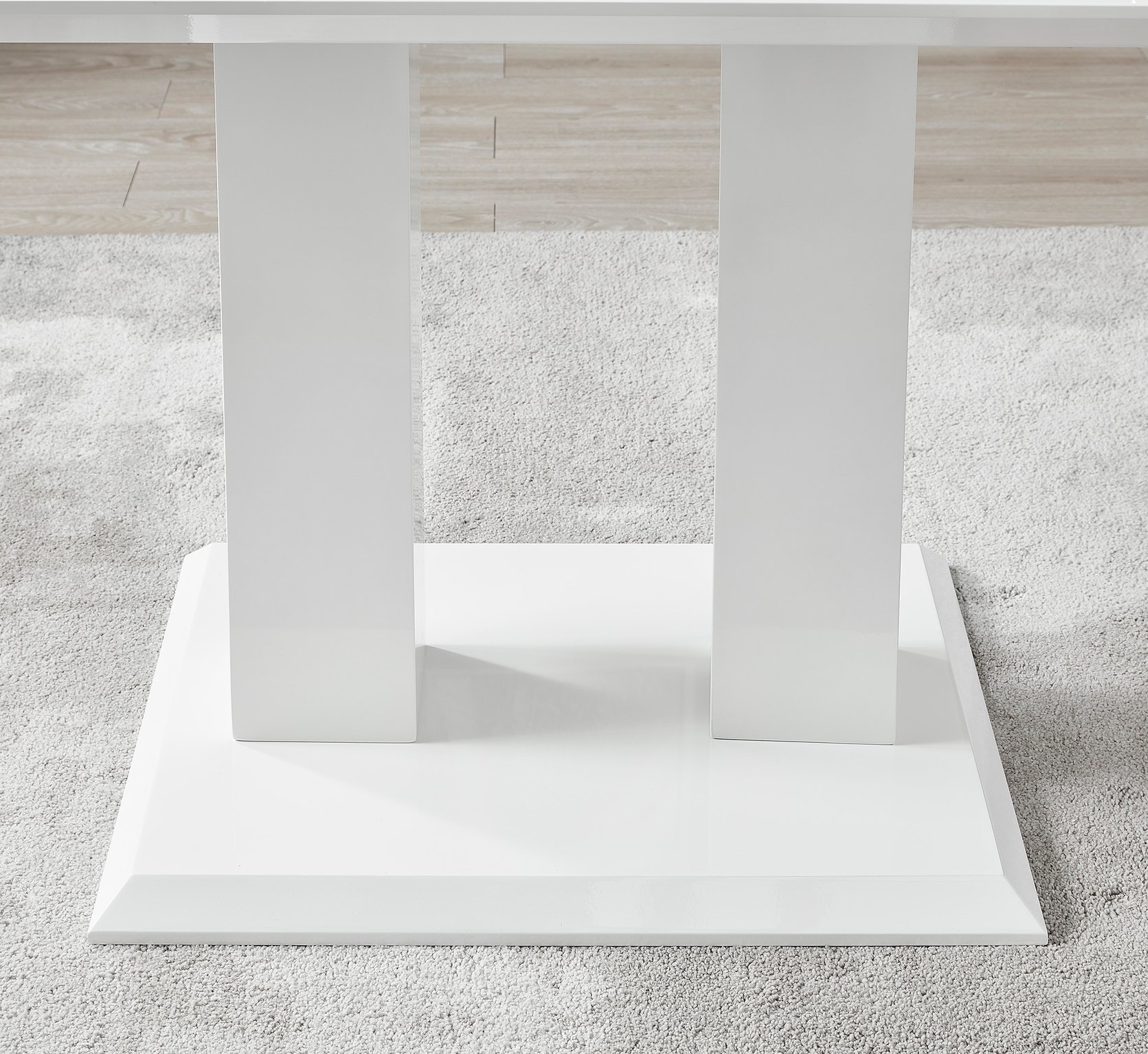 IMPERIA White High Gloss Pillar Dining Table and 4 Velvet Faux Leather Chairs - Picture 50 of 248