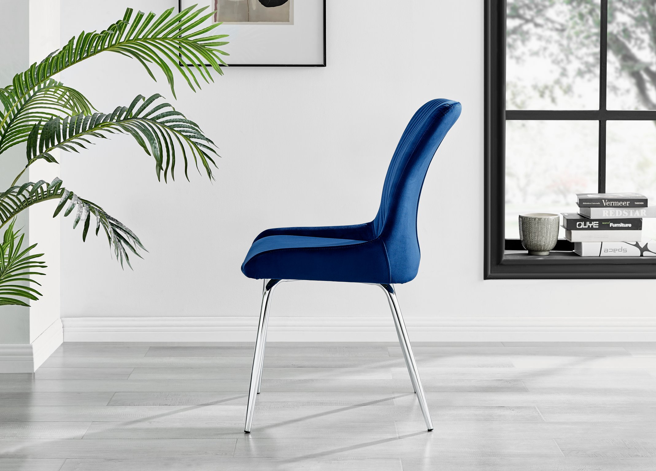 Set of 2 Nora Velvet Dining Chairs with Black or Chrome Legs Modern Wingback - Picture 59 of 79