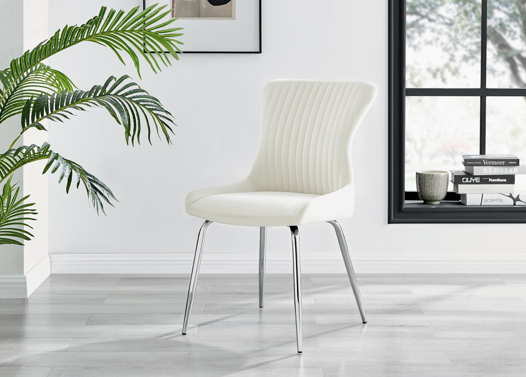 Set of 2 Nora Velvet Dining Chairs with Black or Chrome Legs Modern Wingback - Picture 51 of 79