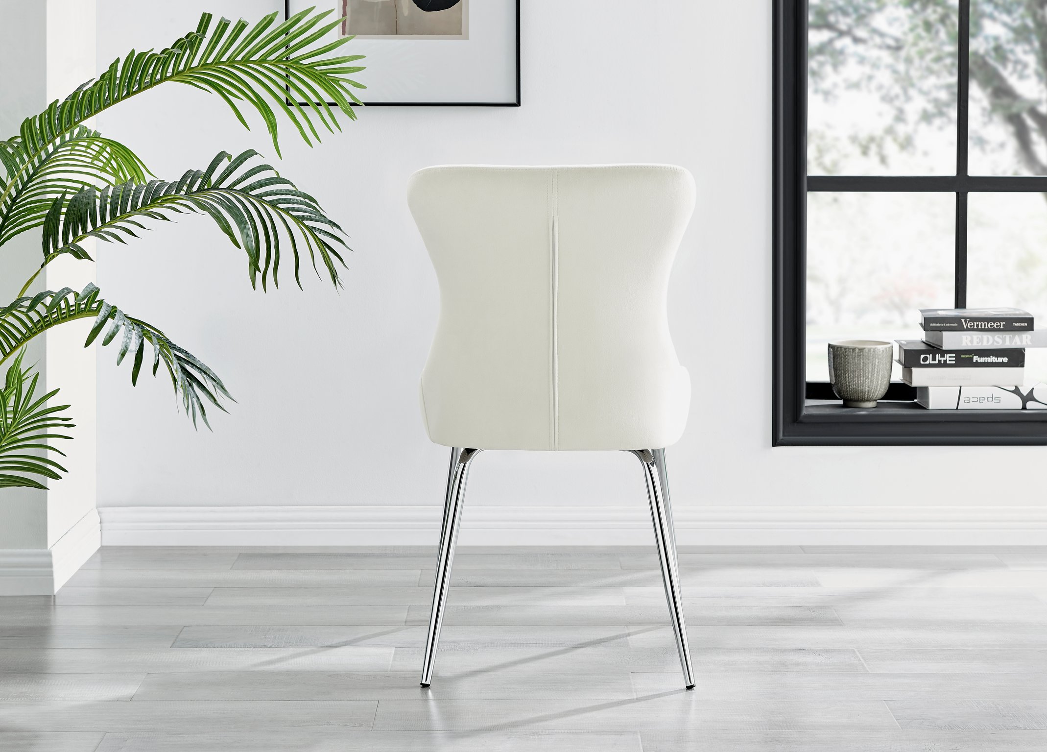 Set of 2 Nora Velvet Dining Chairs with Black or Chrome Legs Modern Wingback - Picture 49 of 79