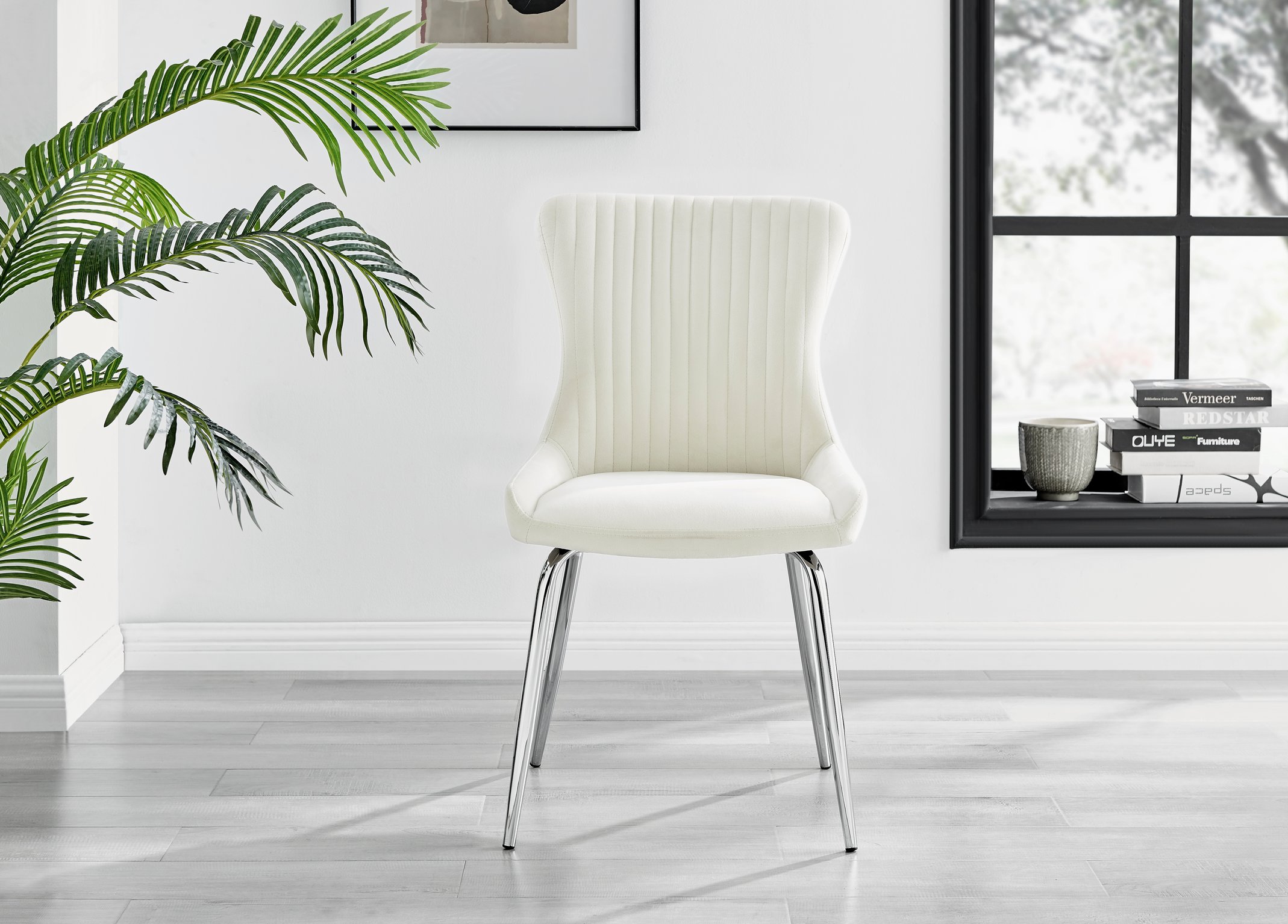 Set of 2 Nora Velvet Dining Chairs with Black or Chrome Legs Modern Wingback - Picture 45 of 79