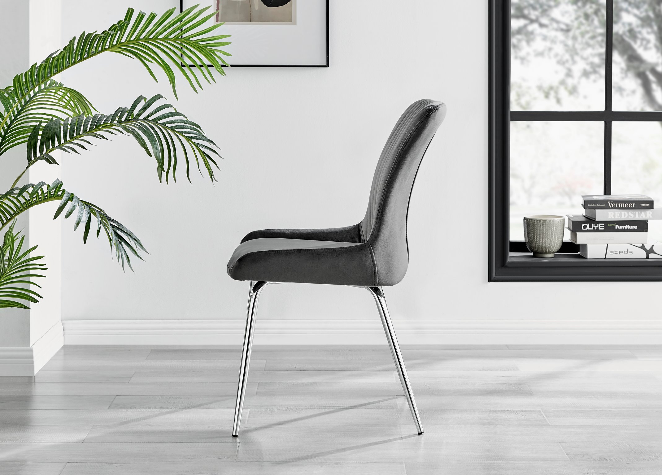 Set of 2 Nora Velvet Dining Chairs with Black or Chrome Legs Modern Wingback - Picture 76 of 79
