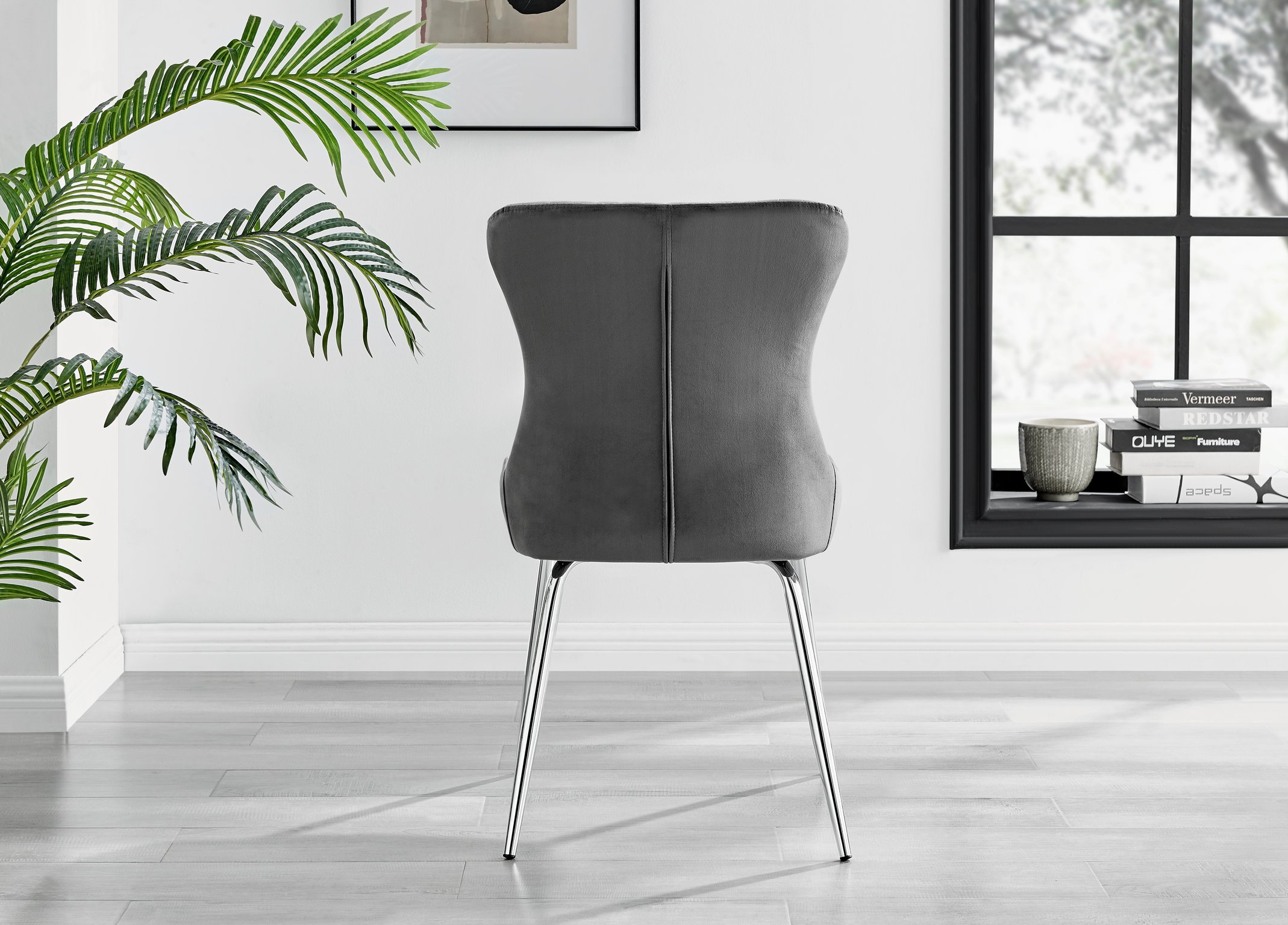 Set of 2 Nora Velvet Dining Chairs with Black or Chrome Legs Modern Wingback - Picture 75 of 79