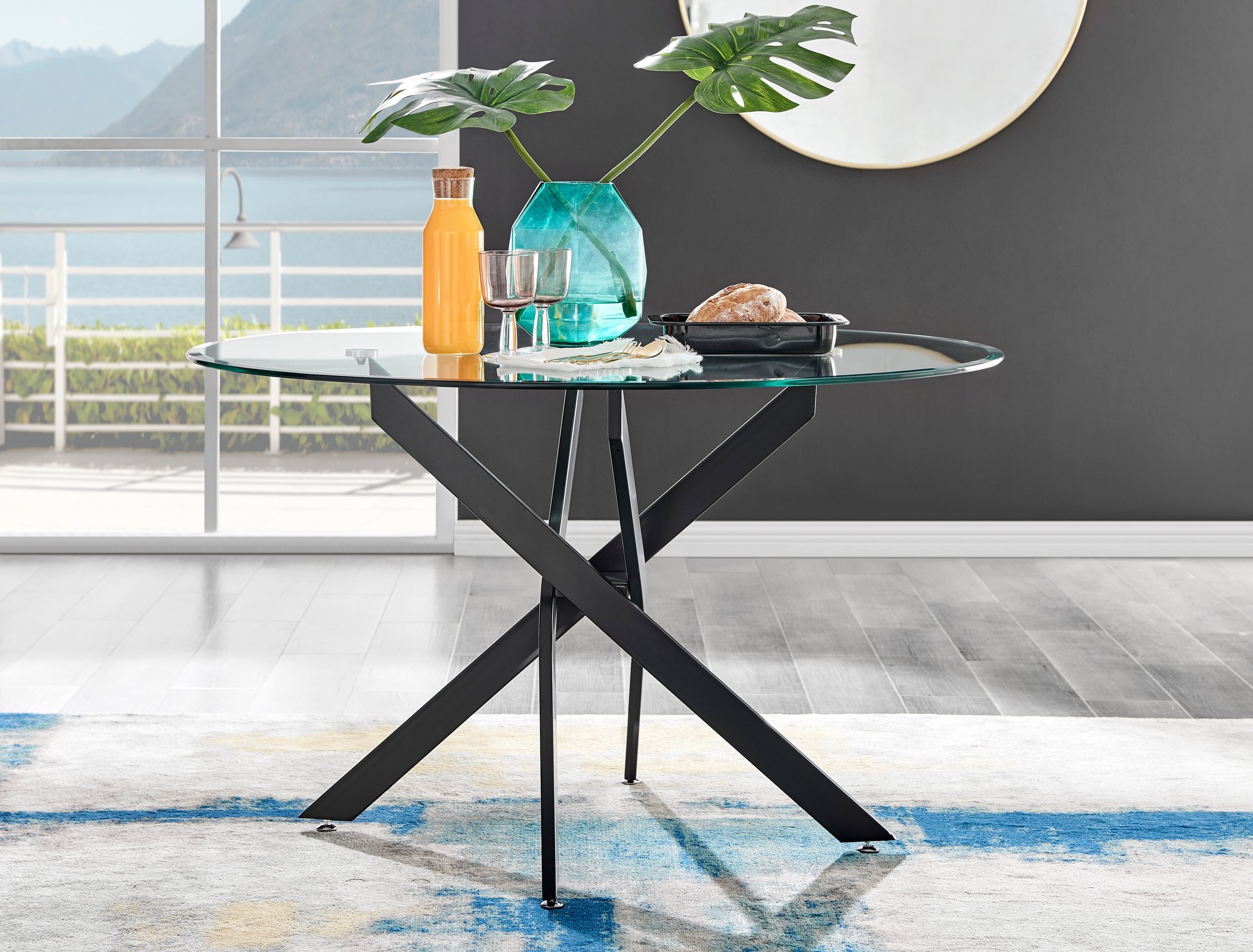 Black glass top dining best sale table set