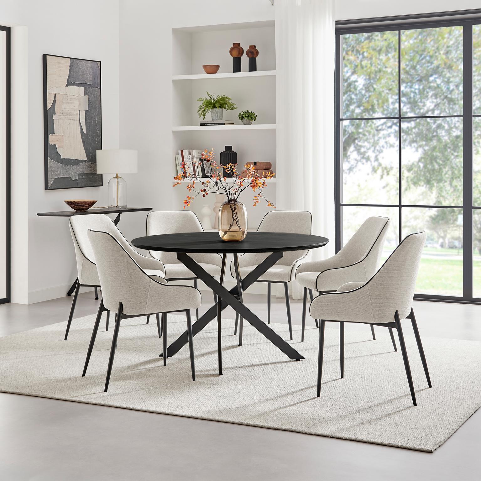 Novara Black Top Dining Table & 6 Beaumont Fabric Chairs - Picture 15 of 26