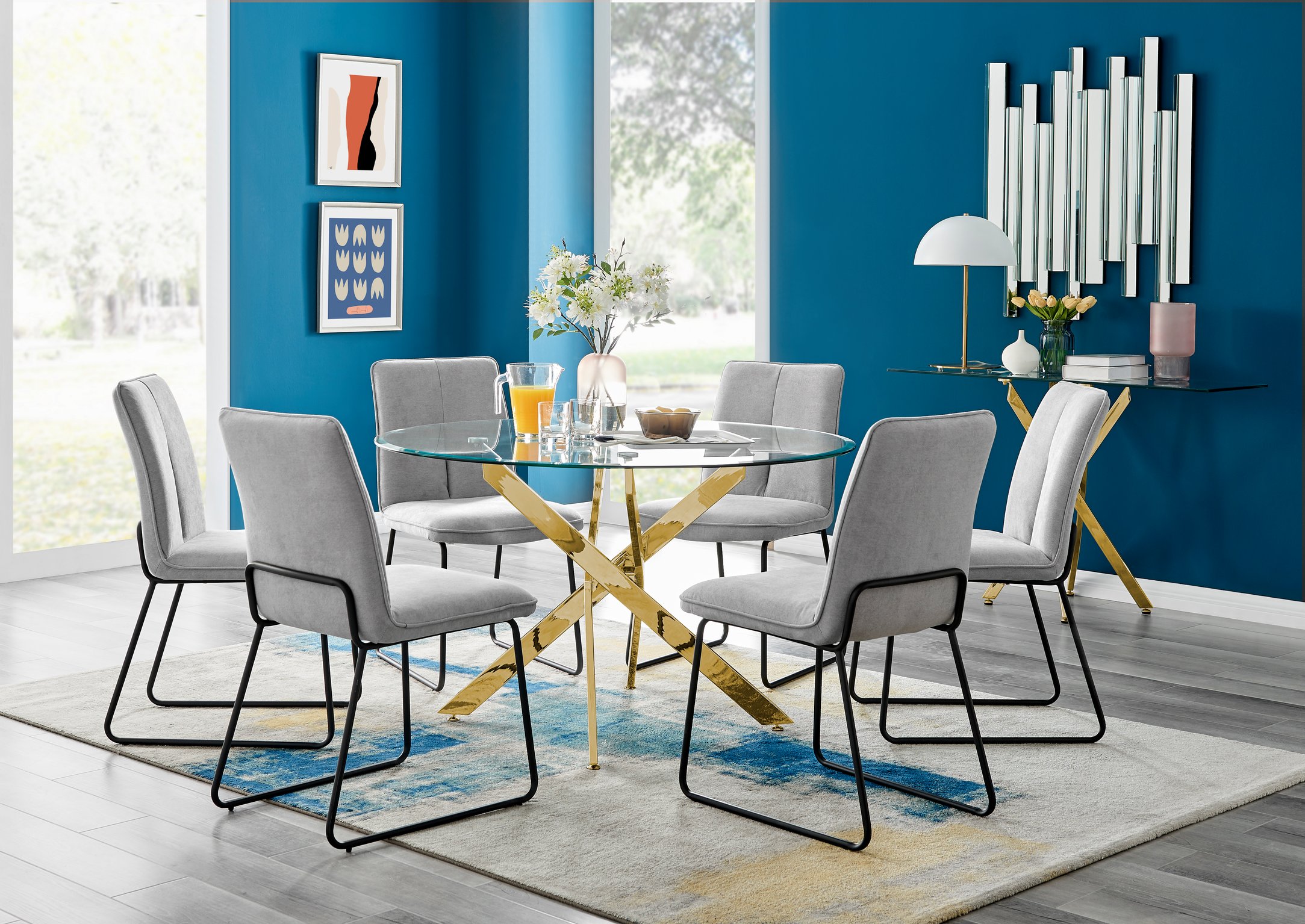 Round glass dining room on sale tables for 6