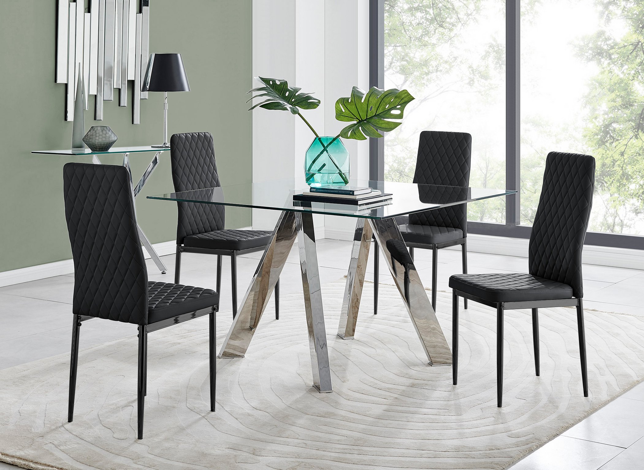 square glass dining table for 4