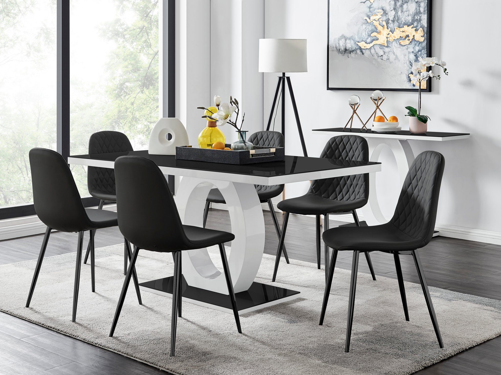 Dining room set with deals black chairs