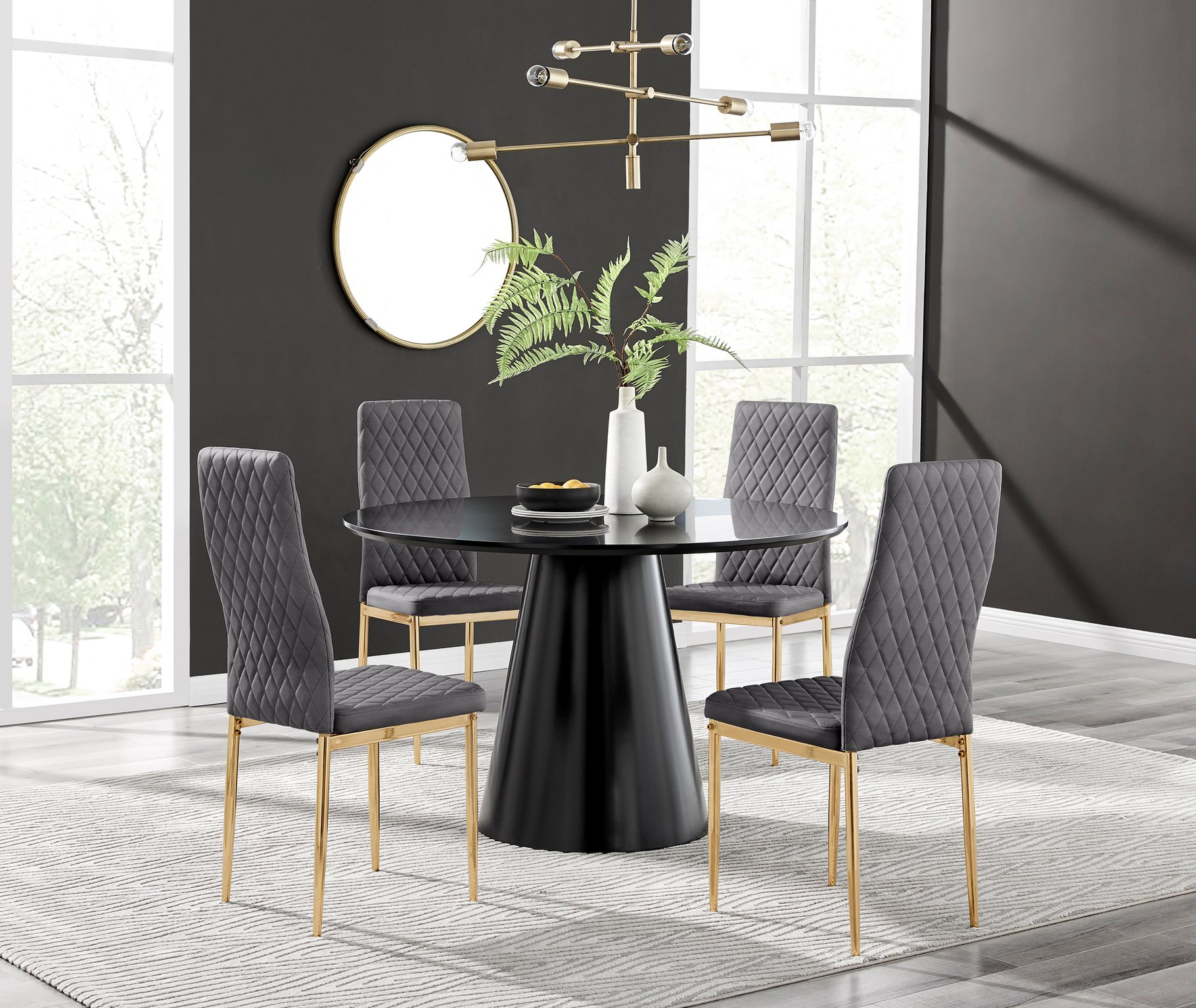 Dining Room Round Glass Table Top 120cm Haizo Dining Table Set For