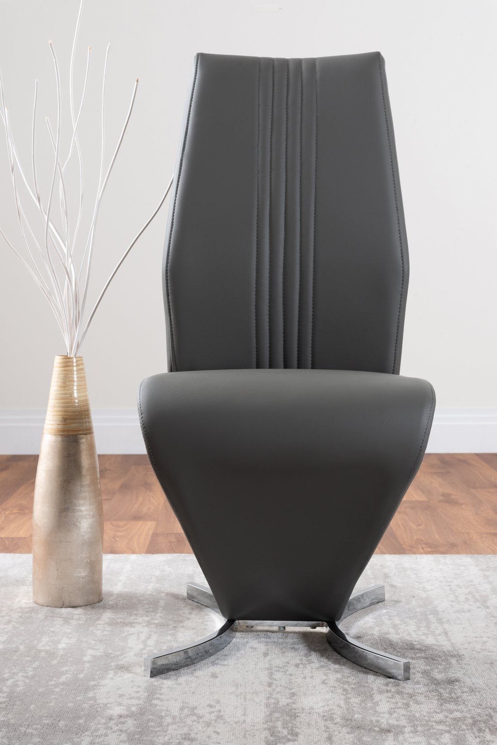 GIOVANI White High Gloss Grey Glass Dining Table & 4 Faux Leather Willow Chairs - Picture 55 of 59