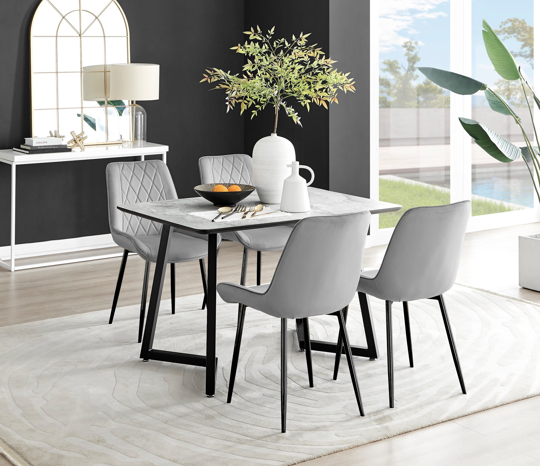 White kitchen table on sale with black chairs