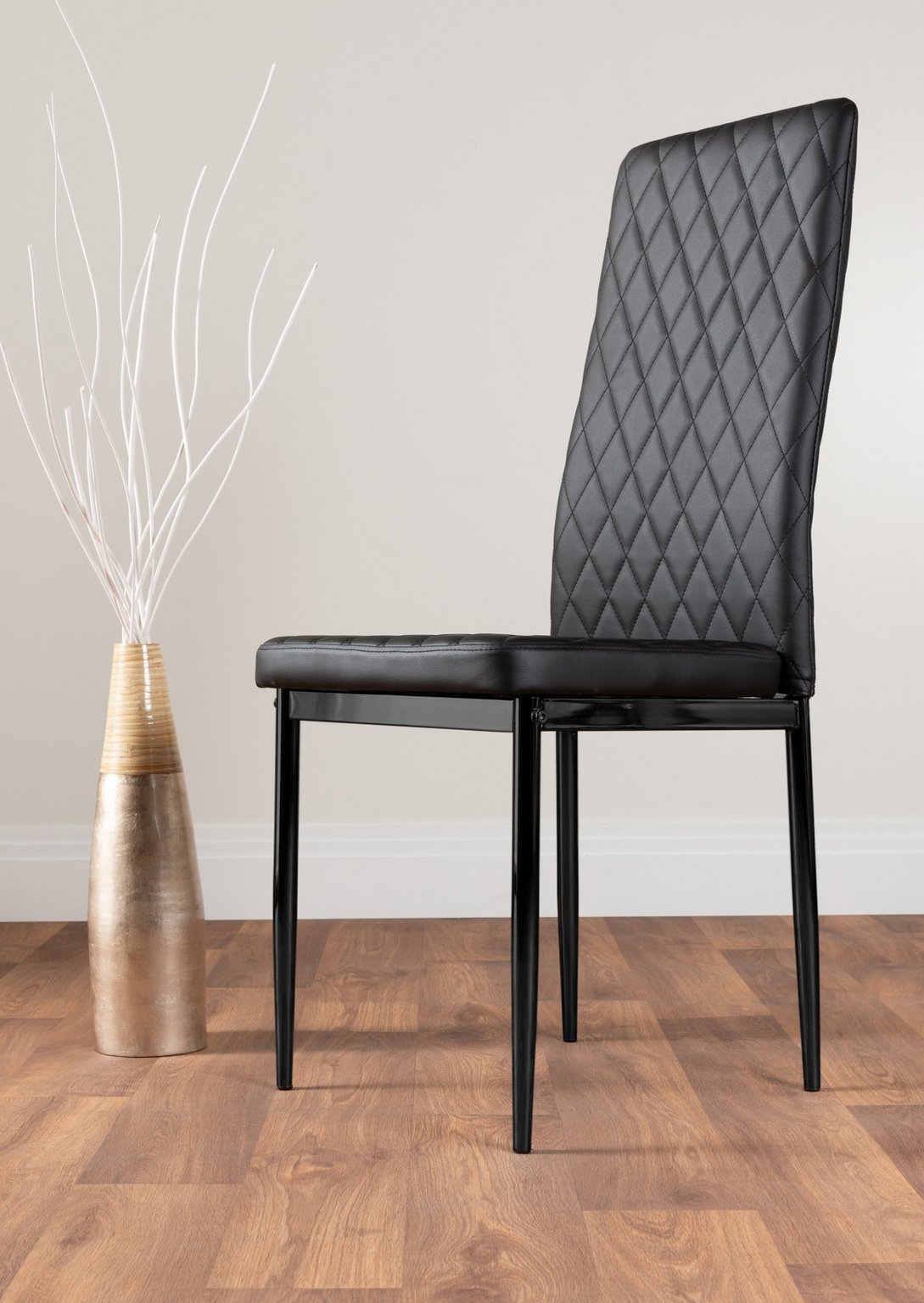 Seattle Glass and Black Leg Square Dining Table & 4 Milan Black Leg Chairs - Picture 54 of 58