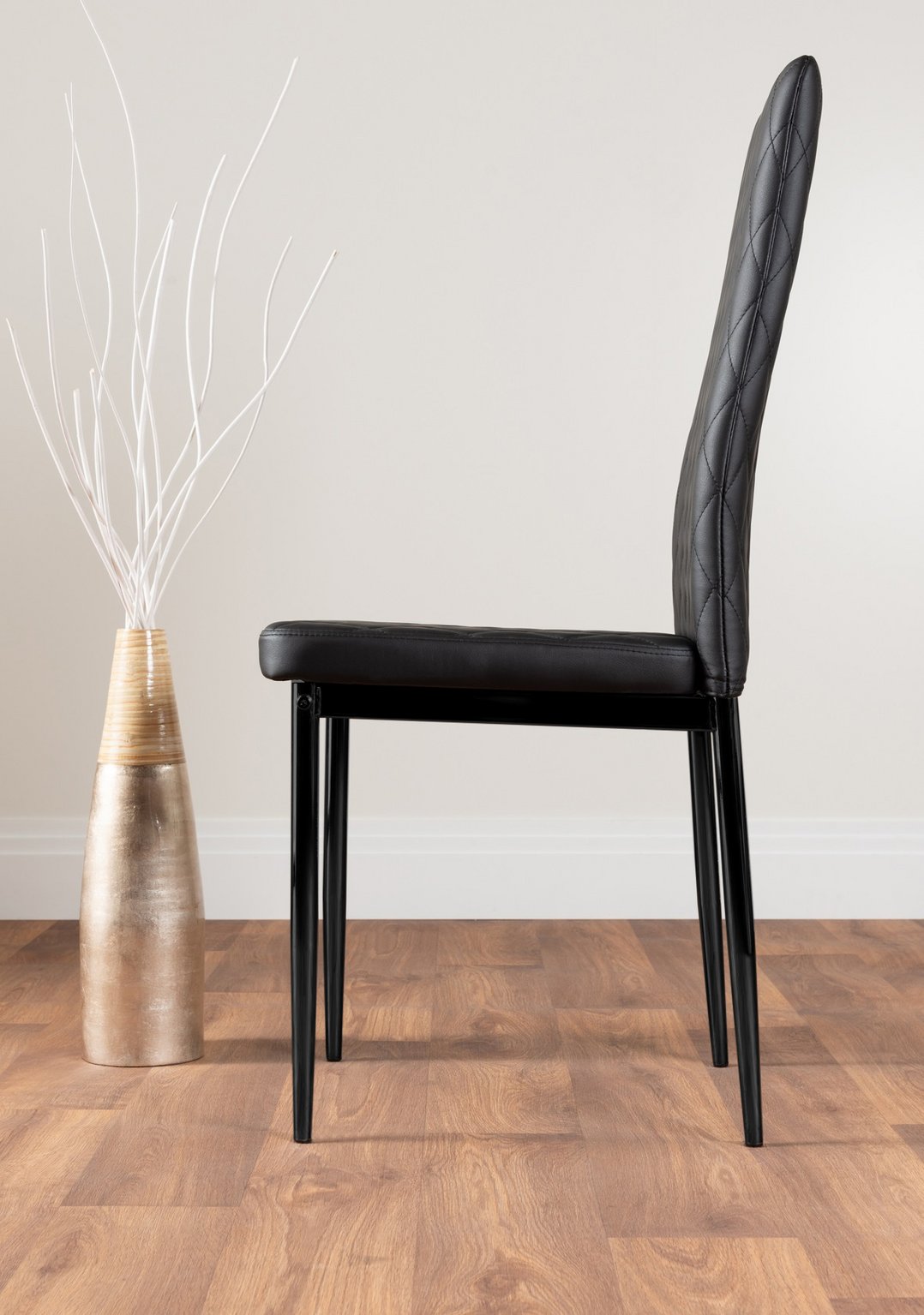 Seattle Glass and Black Leg Square Dining Table & 4 Milan Black Leg Chairs - Picture 56 of 58