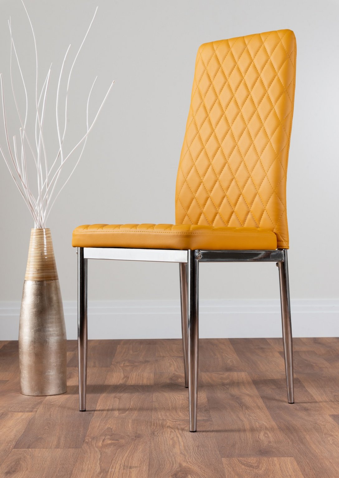 Seattle Glass and Black Leg Square Dining Table & 4 Milan Chrome Leg Chairs - Picture 31 of 71