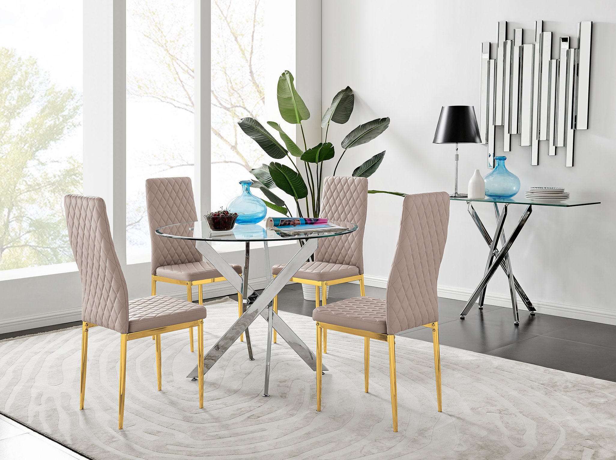 Ebay glass dining table best sale and chairs