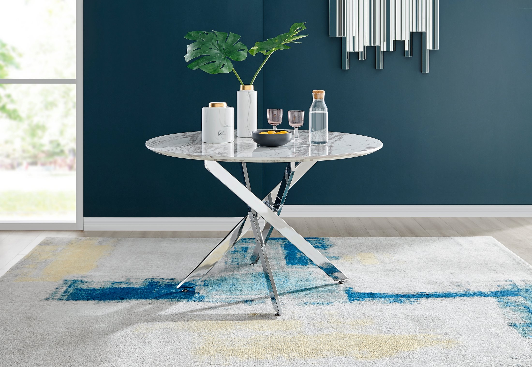 60 round deals glass dining table