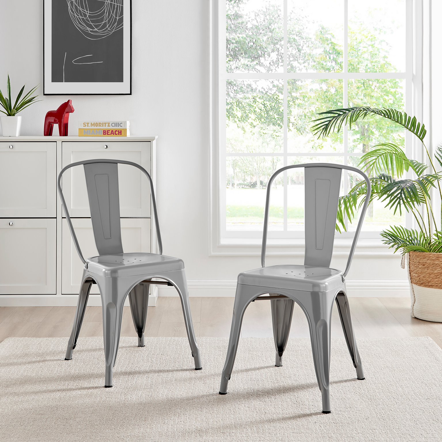 Cotswold Oak Wood Top Black Leg Dining Table & 4 Colton Metal Chairs - Picture 69 of 72