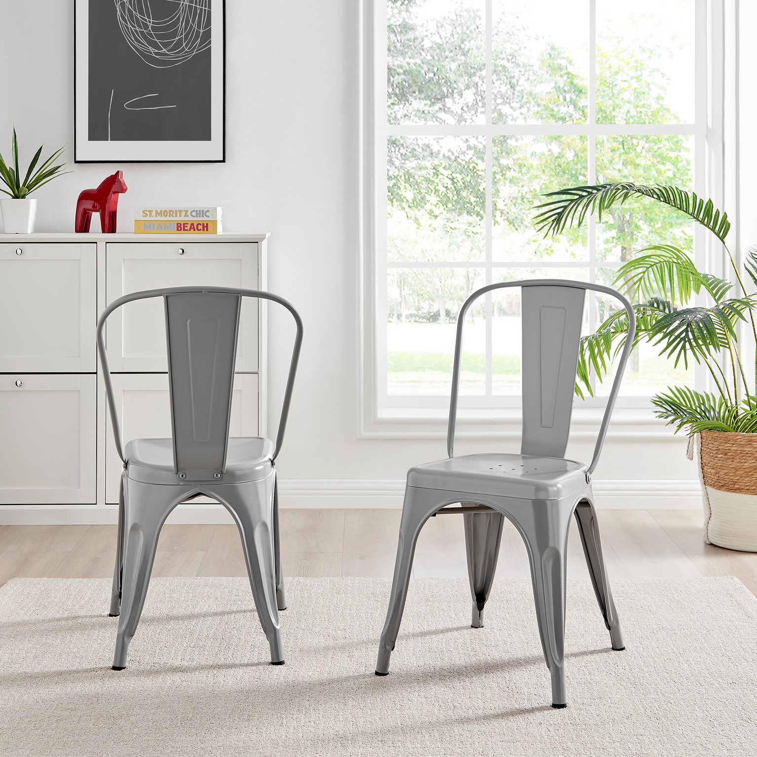 Cotswold Oak Wood Top Black Leg Dining Table & 4 Colton Metal Chairs - Picture 70 of 72