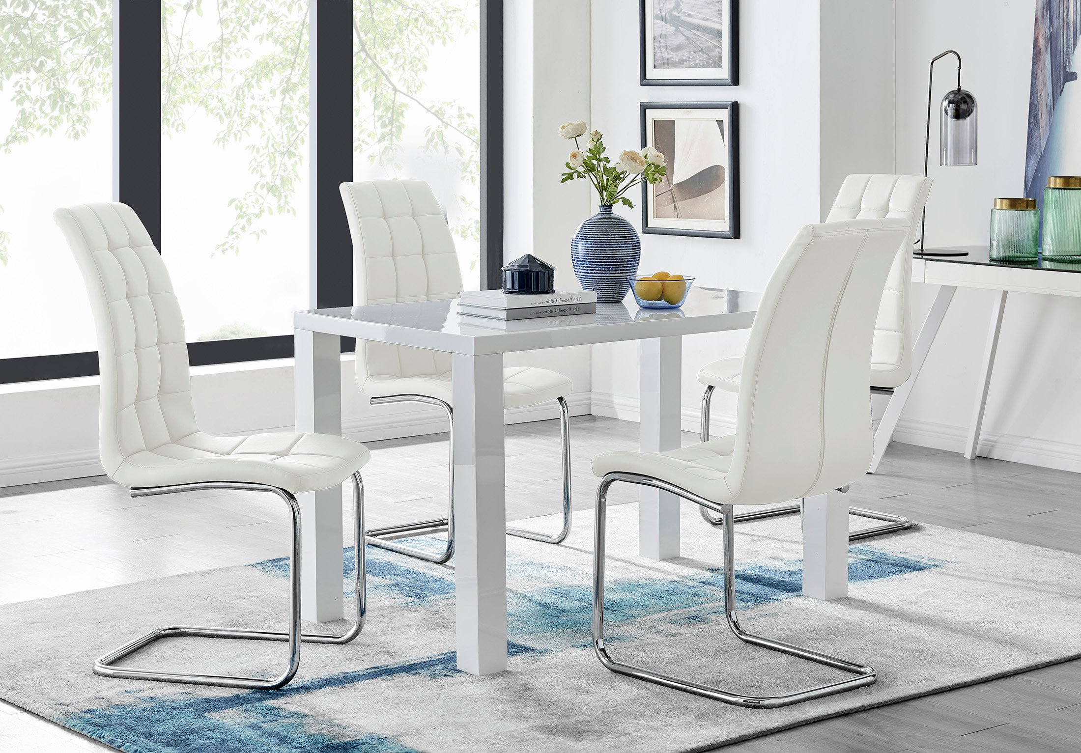 high gloss white kitchen table and chairs