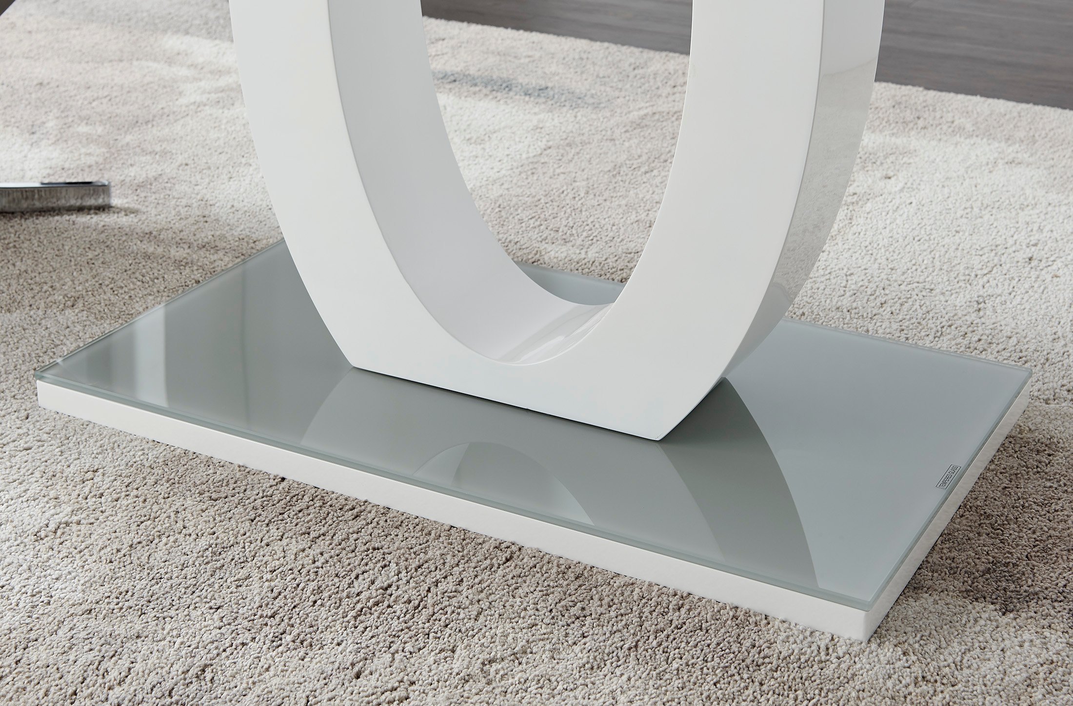 GIOVANI White High Gloss Grey Glass Dining Table & 4 Faux Leather Willow Chairs - Picture 19 of 59