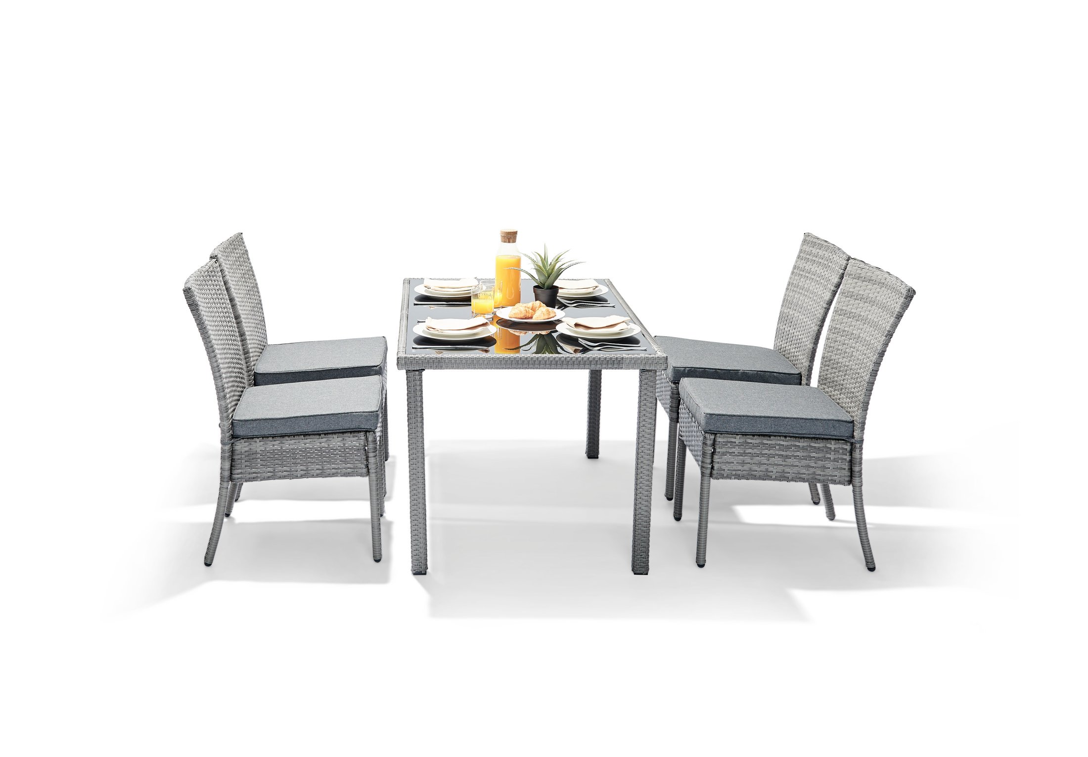 4 seater grey rattan dining set