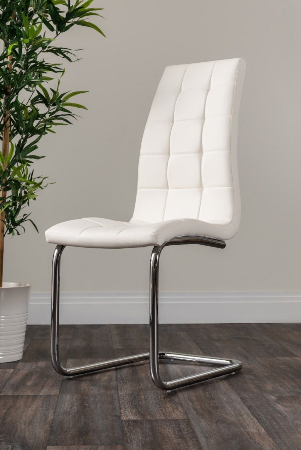 ATLANTA White High Gloss and Chrome Dining Table & 6 Faux Leather Murano Chairs - Picture 9 of 49