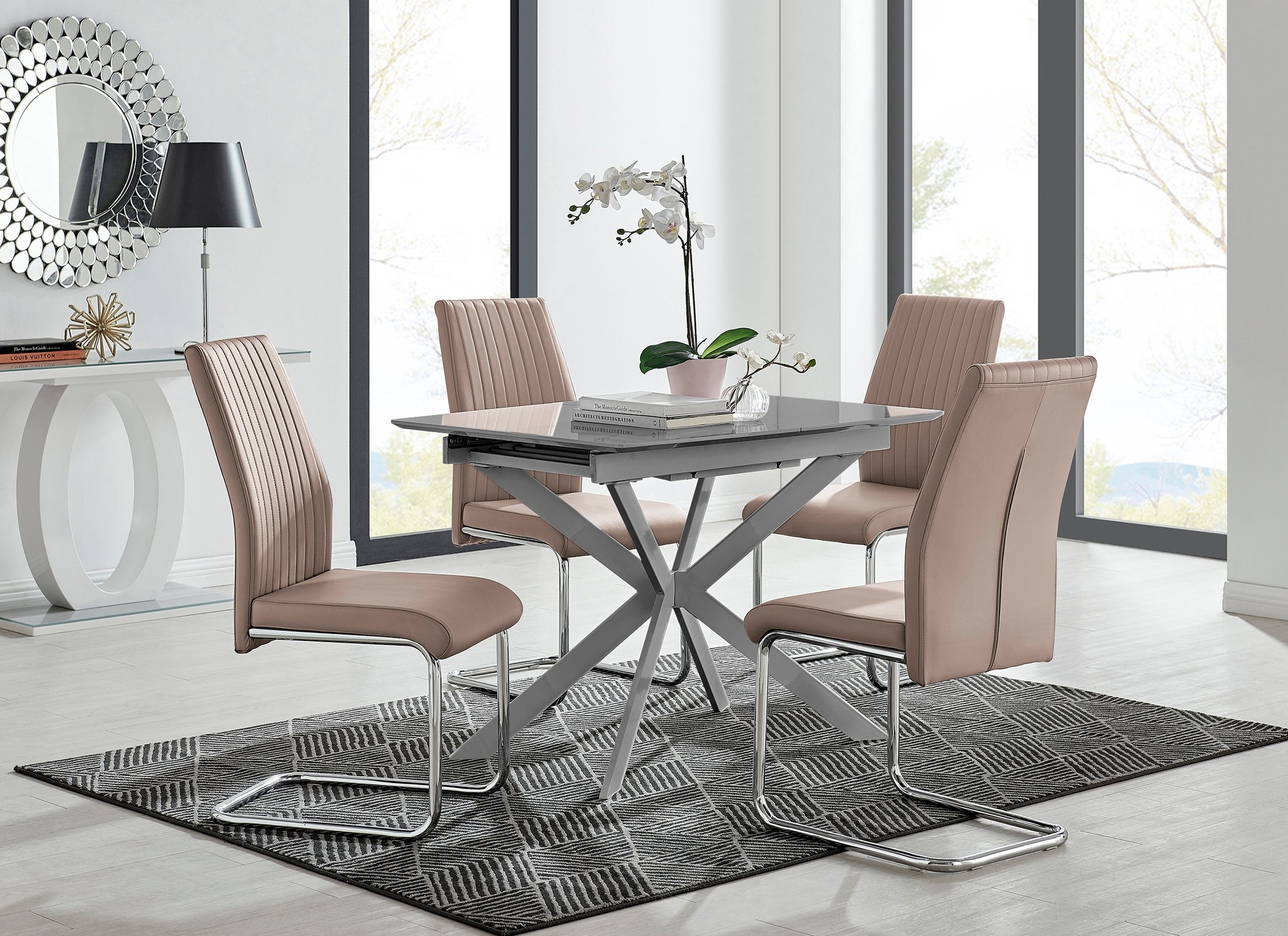 Grey gloss extending on sale dining table