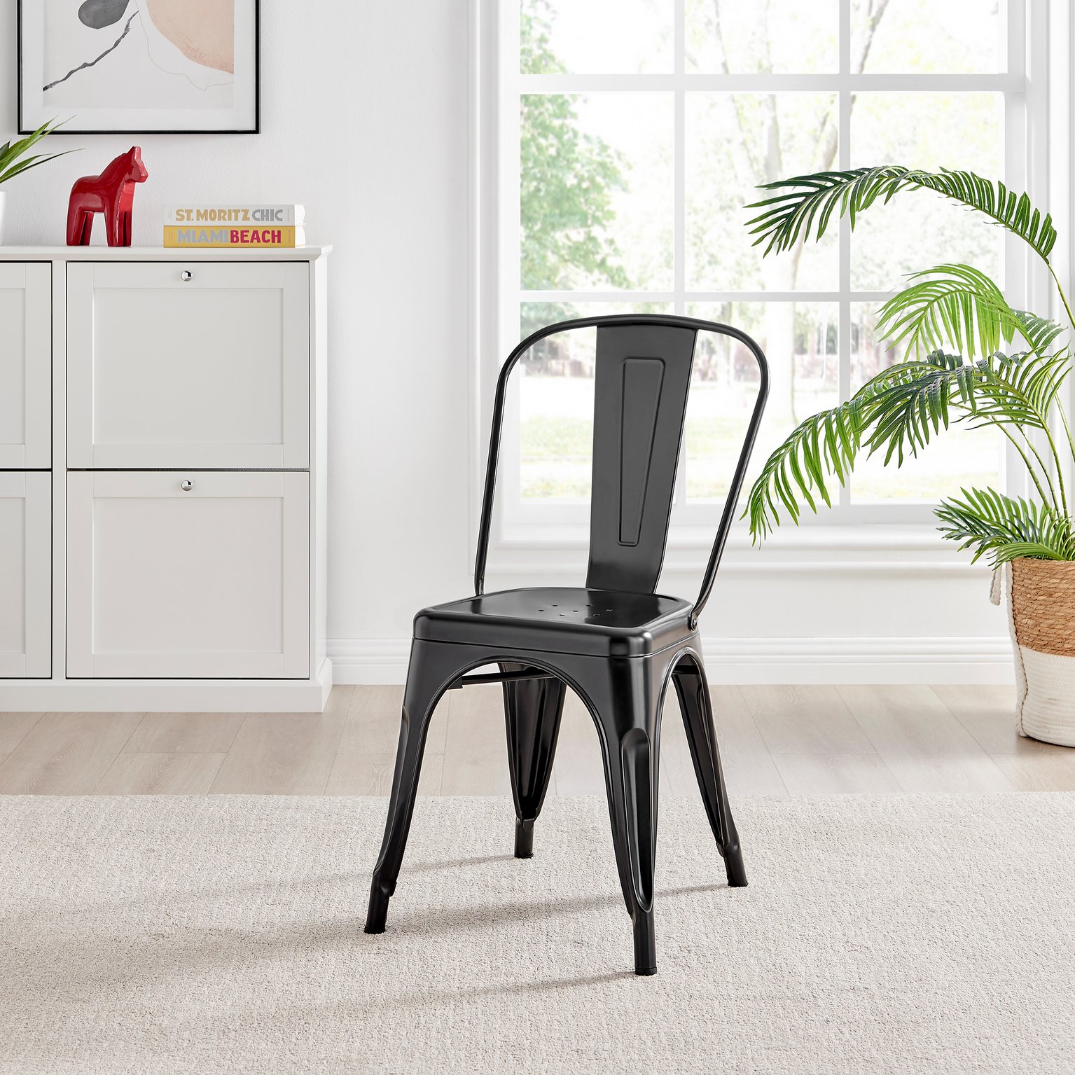 Cotswold Oak Wood Top Black Leg Dining Table & 4 Colton Metal Chairs - Picture 35 of 72