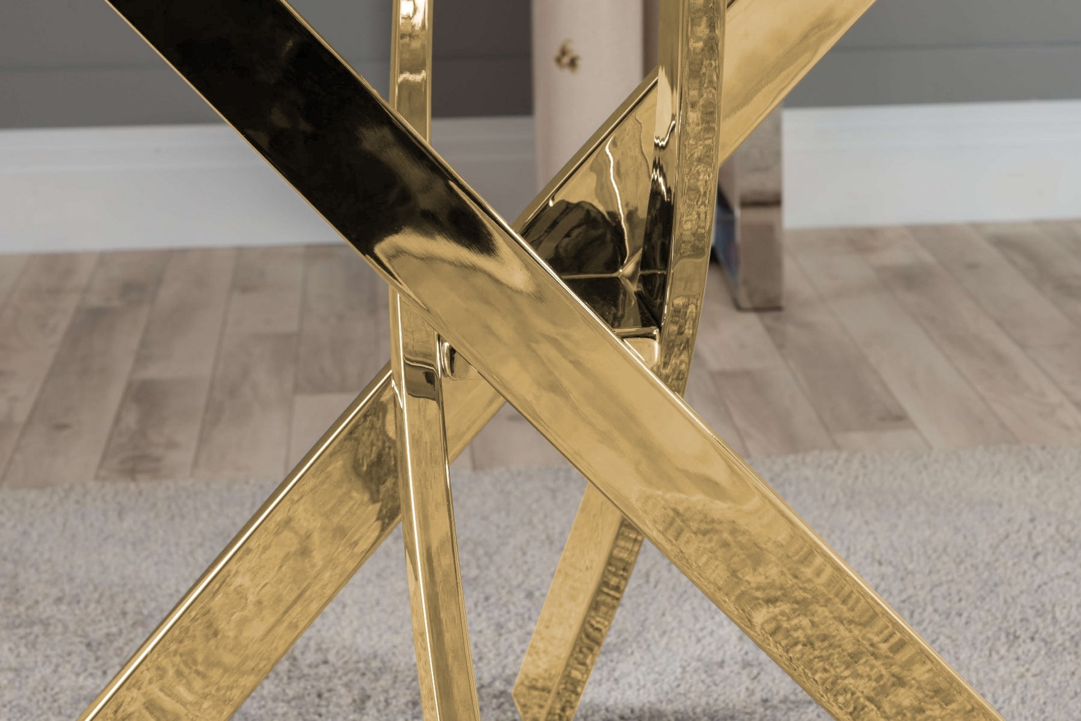 NOVARA Gold Round Tempered Glass Dining Table And 4 Faux Leather Dining Chairs - Picture 241 of 410