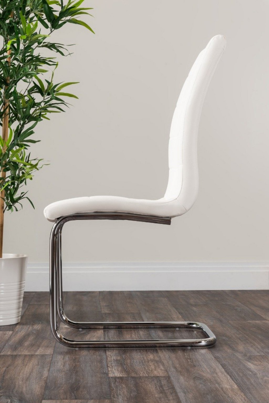 ATLANTA White High Gloss and Chrome Dining Table & 6 Faux Leather Murano Chairs - Picture 10 of 49