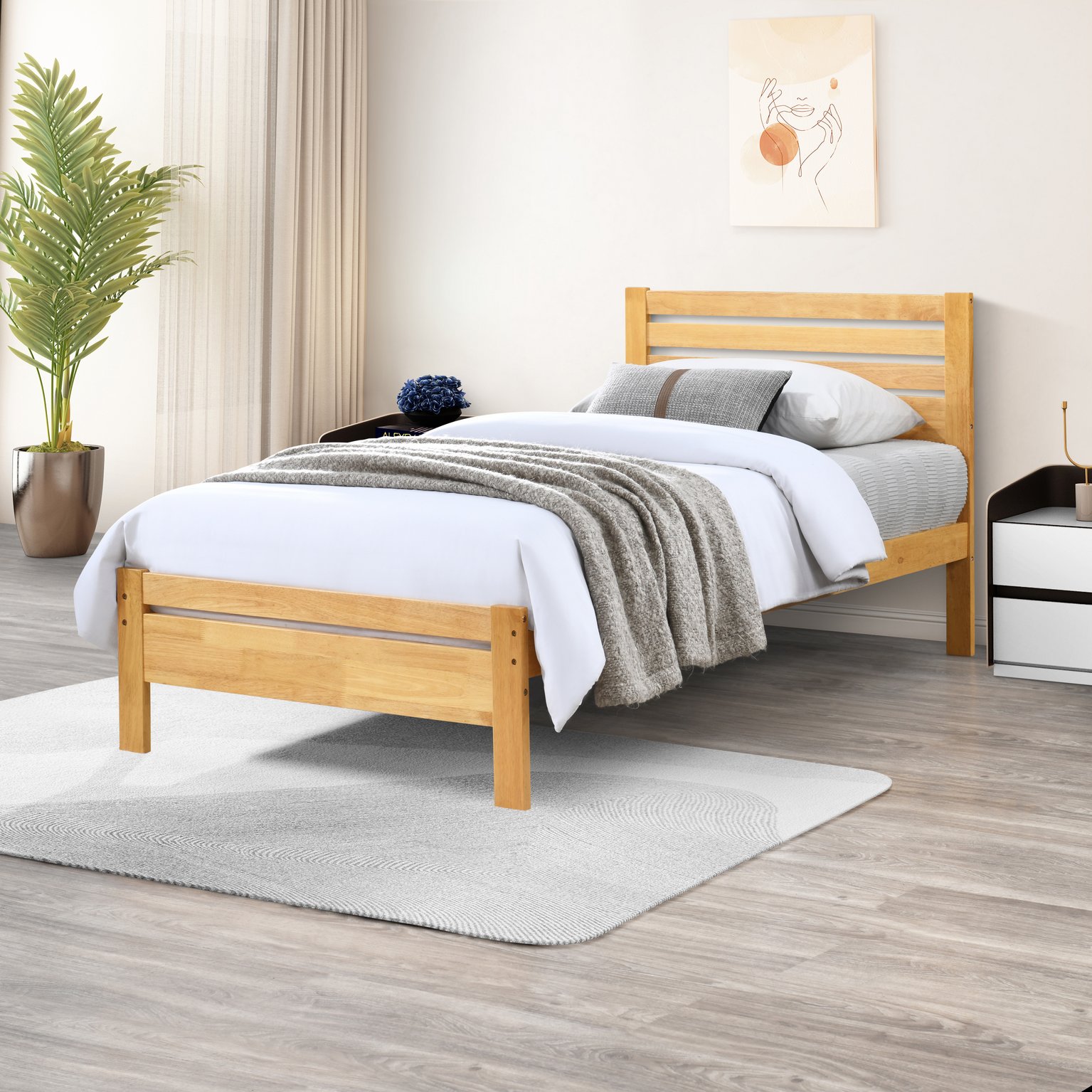 Declan Solid Pine Single Bed Frame Rustic Scandi Contemporary