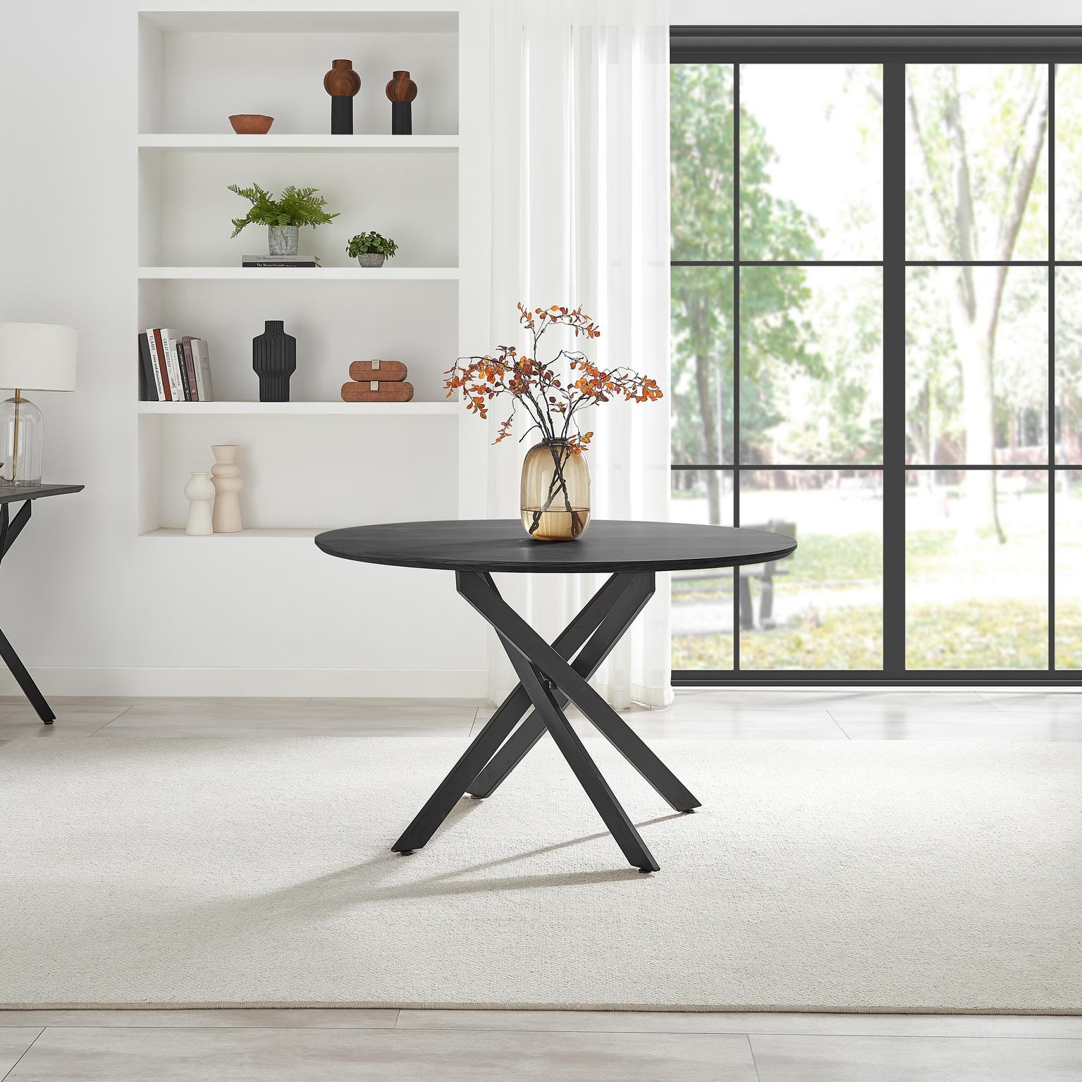 Novara Black Top Dining Table & 6 Beaumont Fabric Chairs - Picture 5 of 26