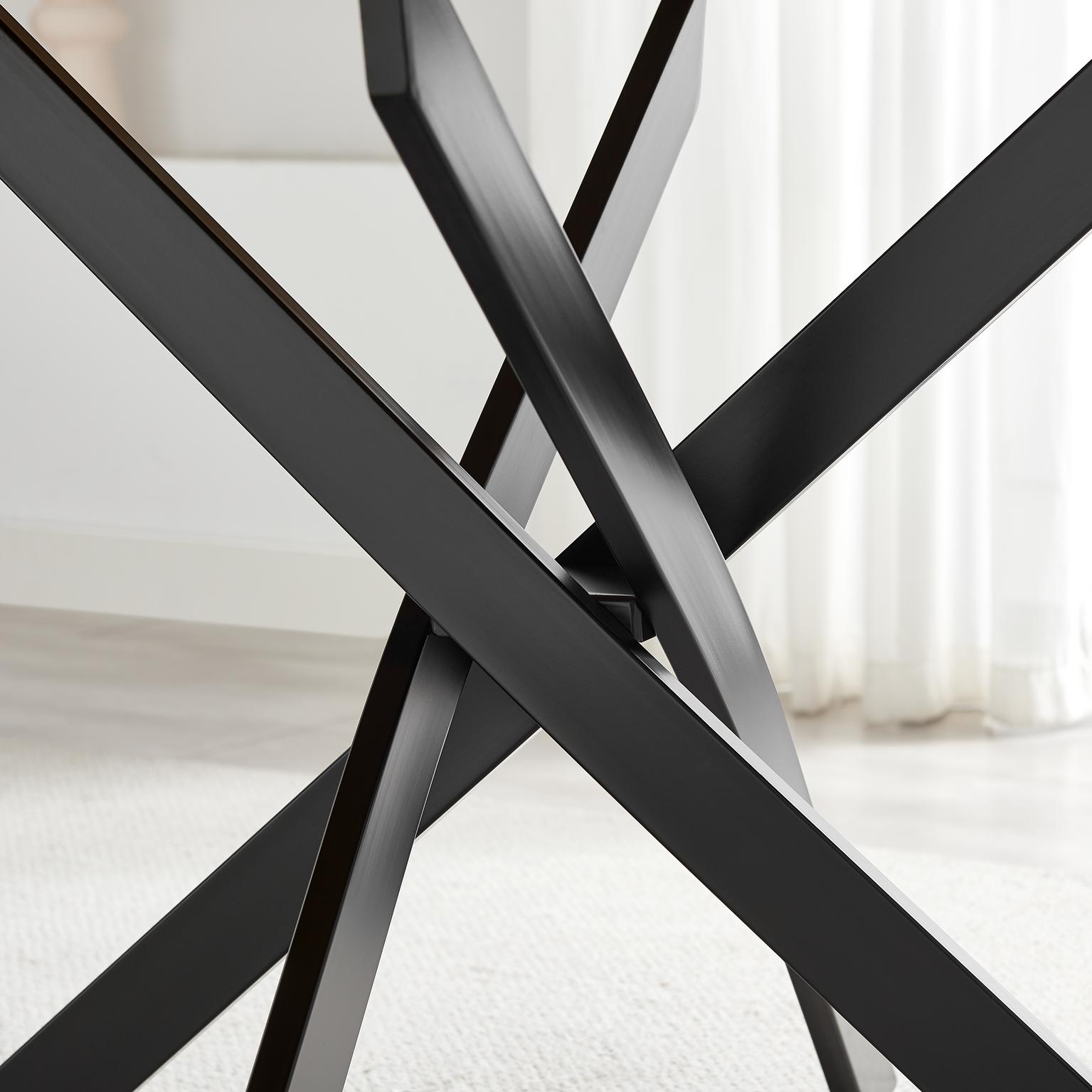Novara Black Top Dining Table & 6 Beaumont Fabric Chairs - Picture 7 of 26