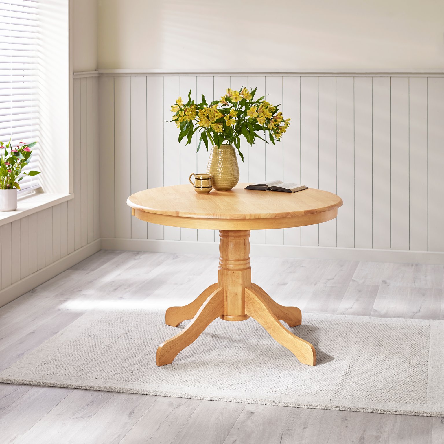 Bude Solid Wood 106cm Round Rustic Dining Table French Cottage