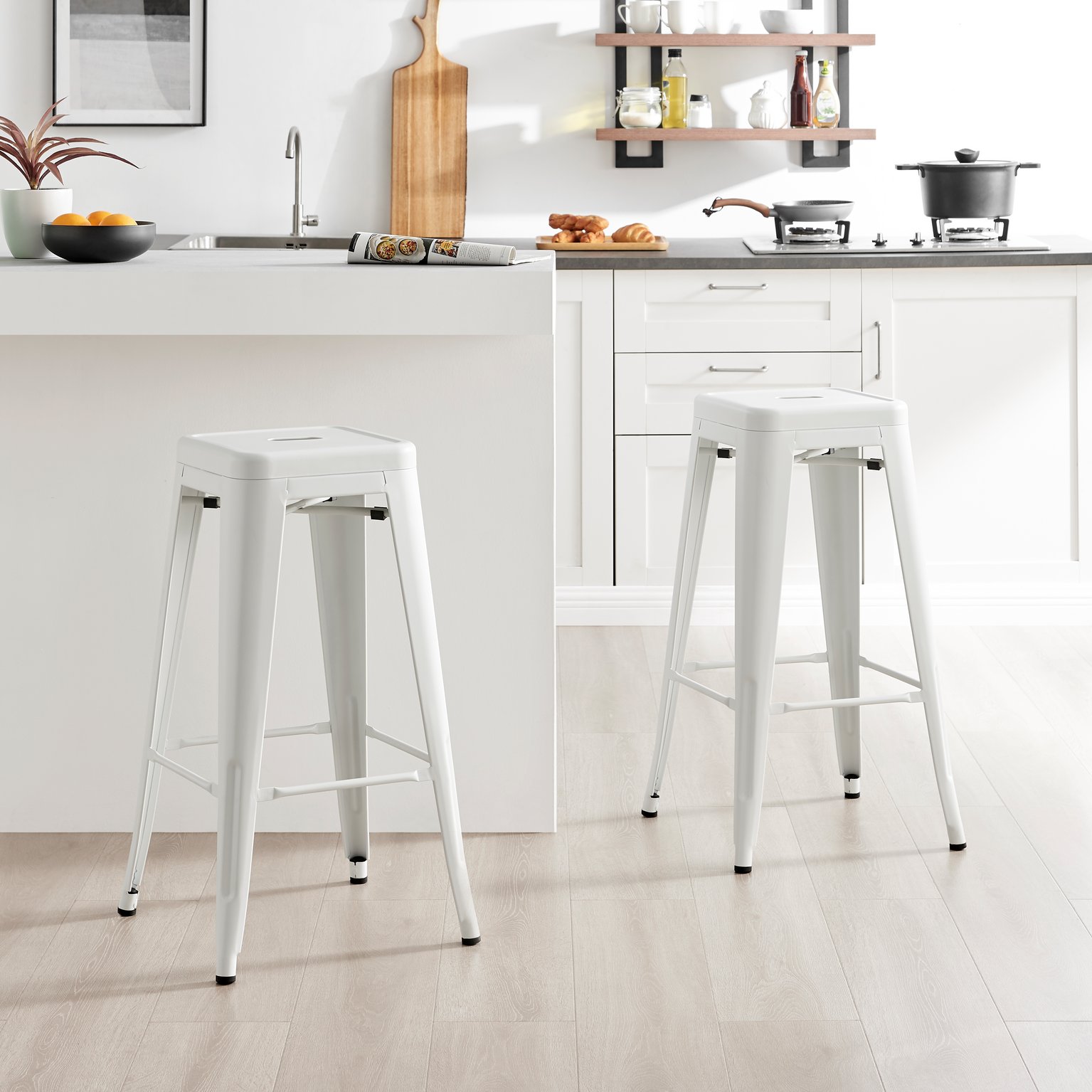 Colton Tolix Style Industrial Metal Bar Stools Set of 2 Modern