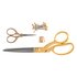 Picture of Scissors: Gift Set: Dressmaking (21.5cm) and Embroidery (9.5cm), Thimble & Pins: Gold