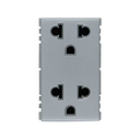 TOMA DE CORRIENTE DUPLEX EUROAMERINCA 2P+TIERRA SIN CHASIS NI PLACA 16A 127V~ Aluminio S25