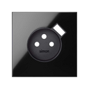 Kit face avant pour 1 élément avec 1 prise 2P et chargeur USB intégré noir brillant Simon 100