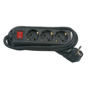 Base múltiple 3 tomas 16A 250V~ negra con interruptor y 3 metros de cable H05VV-F 3G1,5mm² Simon