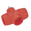 Adaptador triple lateral 16A 250V rojo Simon