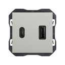 Cargador USB doble A+C 30W Power Delivery aluminio Simon 270