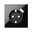Enjoliveur pour prise schuko avec chargeur USB intégré SmartCharge noir brillant Simon 100