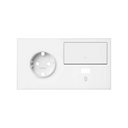 Kit front para 2 elementos con 1 base de enchufe schuko, 1 tecla y 1 cargador USB izquierda blanco mate Simon 100