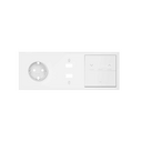Kit front para 3 elementos con 1 base enchufe schuko, 1 cargador 2xUSB, 1 tecla persianas y 1 tecla blanco mate Simon 100