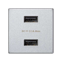 Chargeur 2x2.1A 5V CC type A port USB aluminium Simon K45
