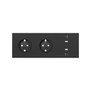 Kit frontal para 3 elementos 2 bases de tomada Schuko + carregador duplo USB C preto mate Simon 100