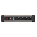 ROTATING POWER STRIP WITH DESK MOUNT 4 SOCKETS 16A 250V + 3 USB WITH 1.5M 3G1.5 CABLE IN ALUMINUM SIMON