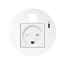 Kit Flash 90 formado por base eléctrica modular danesa, cargador USB tipo C de 20W, alojamiento sin ventana protectora para conector con clipaje Keystone blanco Simon K45